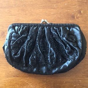 La Regale black beaded clutch